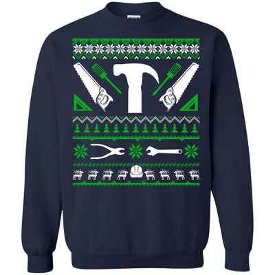 Carpenter Christmas Sweater-T-Shirt & Hoodie-Crewneck Sweatshirt-Navy