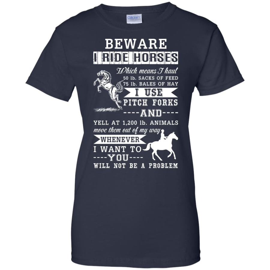 BEWARE I RIDE HORSES-T-Shirt & Hoodie-Women's T-Shirt-Navy