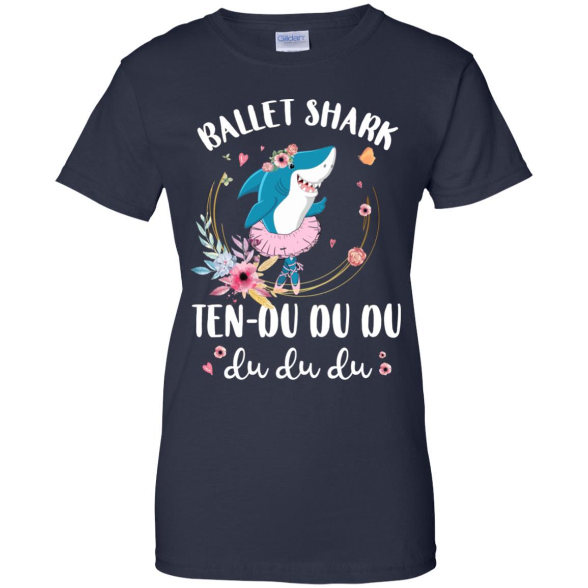 Ballet Shark Ten Du Du Du Funny Ballet Dancer-T-Shirt & Tank Top-Women's T-Shirt-Navy