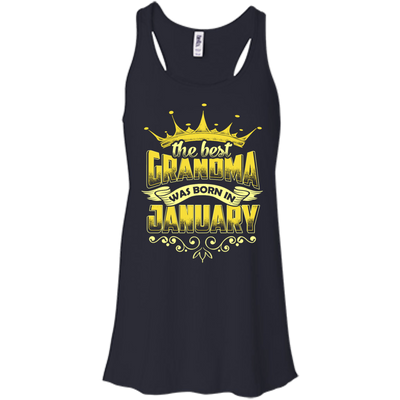 The Best Grandma Was Born In January-T-Shirt & Hoodie-Women's Flowy Racerback Tank-Midnight