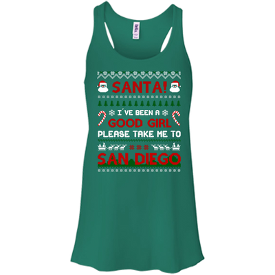Santa I've Been A Good Girl Please Take Me To San Diego-T-Shirt & Hoodie-Women's Flowy Racerback Tank-Kelly