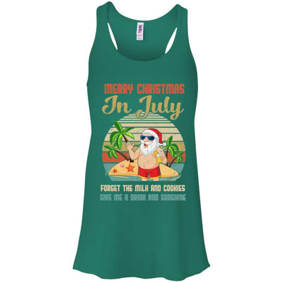 Funny Vintage Retro Santa Merry Christmas In July Gift-T-Shirt & Tank Top-Women's Flowy Racerback Tank-Kelly Green