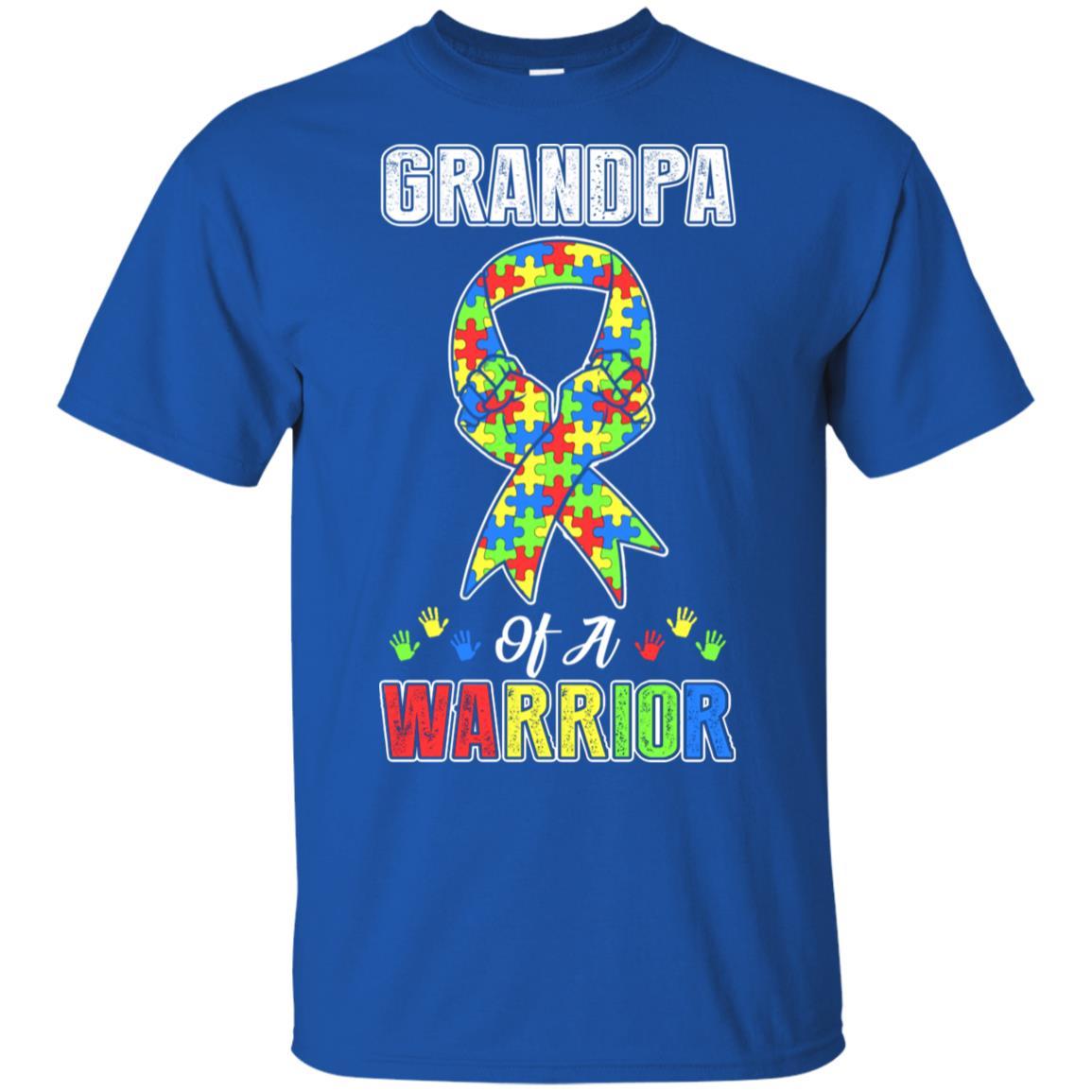 Grandpa Of A Warrior Support Autism Awareness Gift-T-Shirt & Hoodie-Classic T-Shirt-Royal