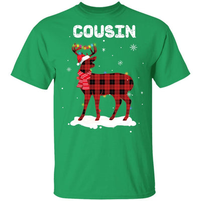 Cousin Deer Red Plaid Christmas Family Matching Pajamas-T-Shirt & Sweatshirt-Classic T-Shirt-Irish Green