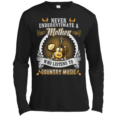 A Mother Listen To Country Music-T-Shirt & Hoodie-Long Sleeve T-Shirt-Black