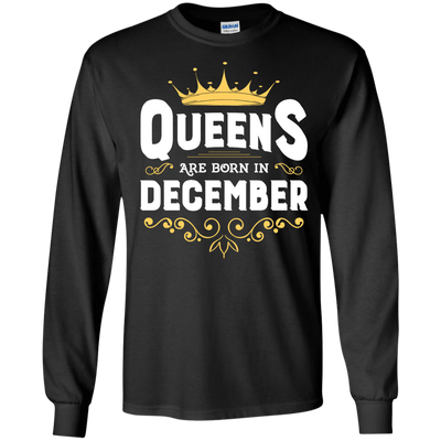 Queens Are Born In December-T-Shirt & Hoodie-Long Sleeve T-Shirt-Black