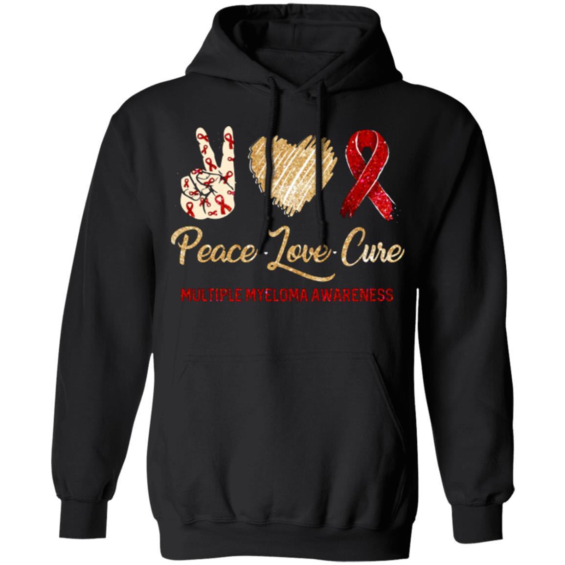 Peace Love Cure Multiple Myeloma Awareness-T-Shirt & Hoodie-Pullover Hoodie-Black
