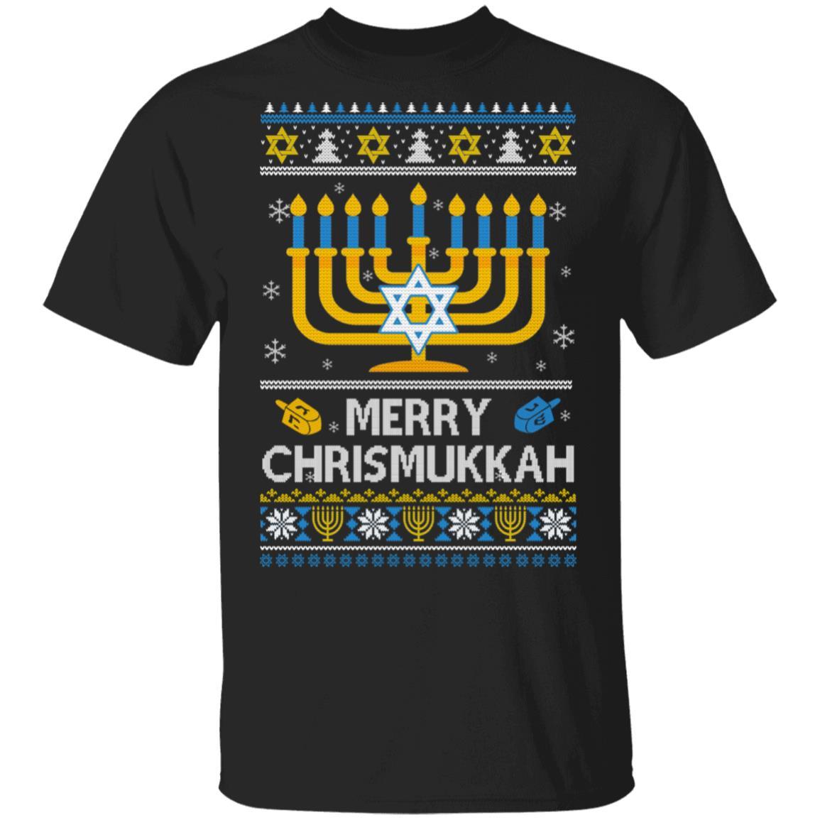 Merry Chrismukkah Xmas Hanukkah Ugly Christmas Sweater-T-Shirt & Sweatshirt-Classic T-Shirt-Black
