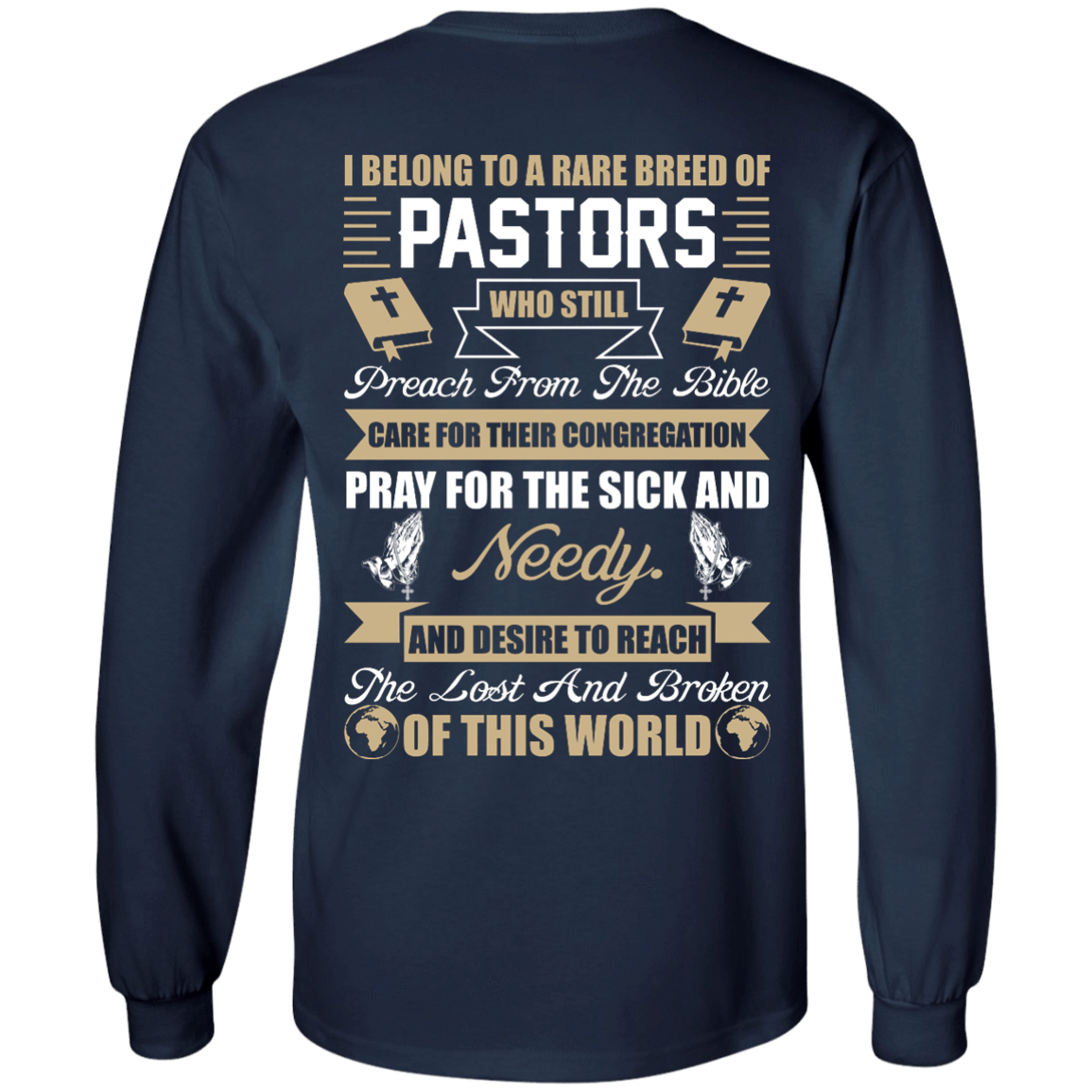 I Belong To A Rare Breed Of Pastors-T-Shirt & Hoodie-Long Sleeve T-Shirt-Navy