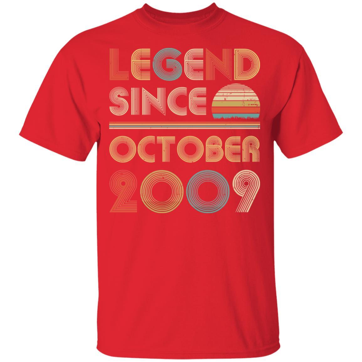 Legend Since October 2009 Vintage 12th Birthday Gifts Youth-Youth Shirt-Youth T-Shirt-Red