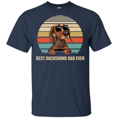 Vintage Dachshund Dad Gifts Best Dachshund Dad Ever-T-Shirt & Hoodie-Classic T-Shirt-Navy