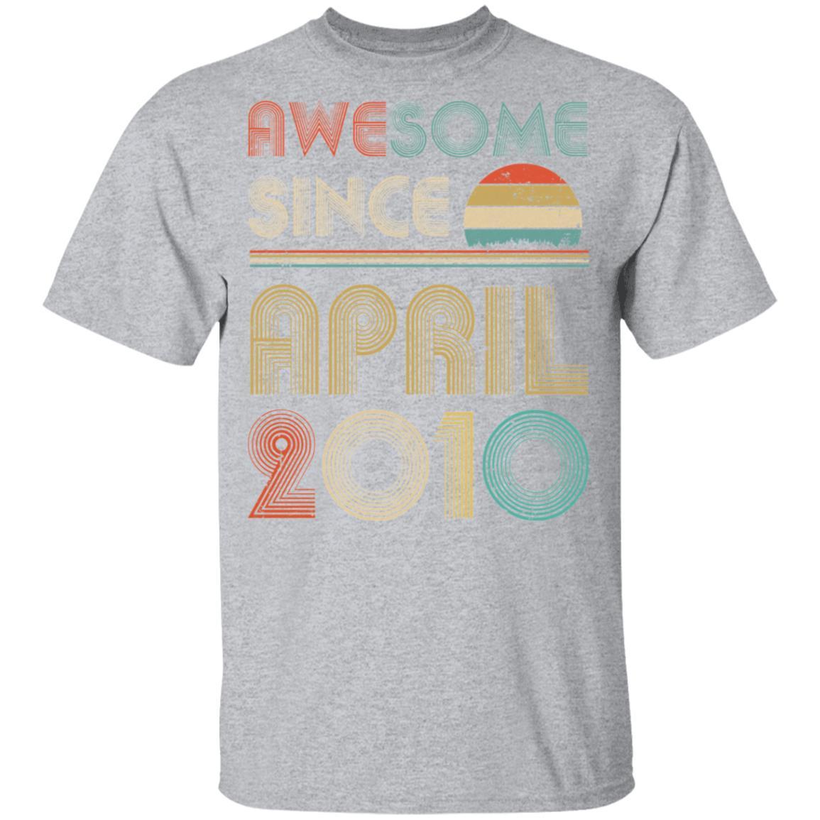 Awesome Since April 2010 Vintage 11th Birthday Gifts Youth-Youth Shirt-Youth T-Shirt-Sport Grey