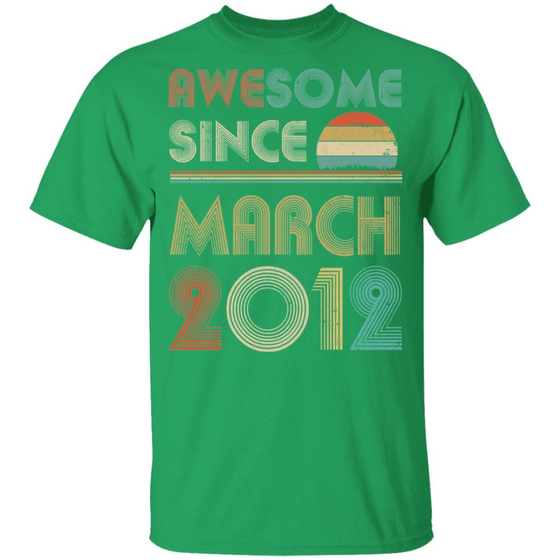 Awesome Since March 2012 Vintage 9th Birthday Gifts Youth-Youth Shirt-Youth T-Shirt-Irish Green