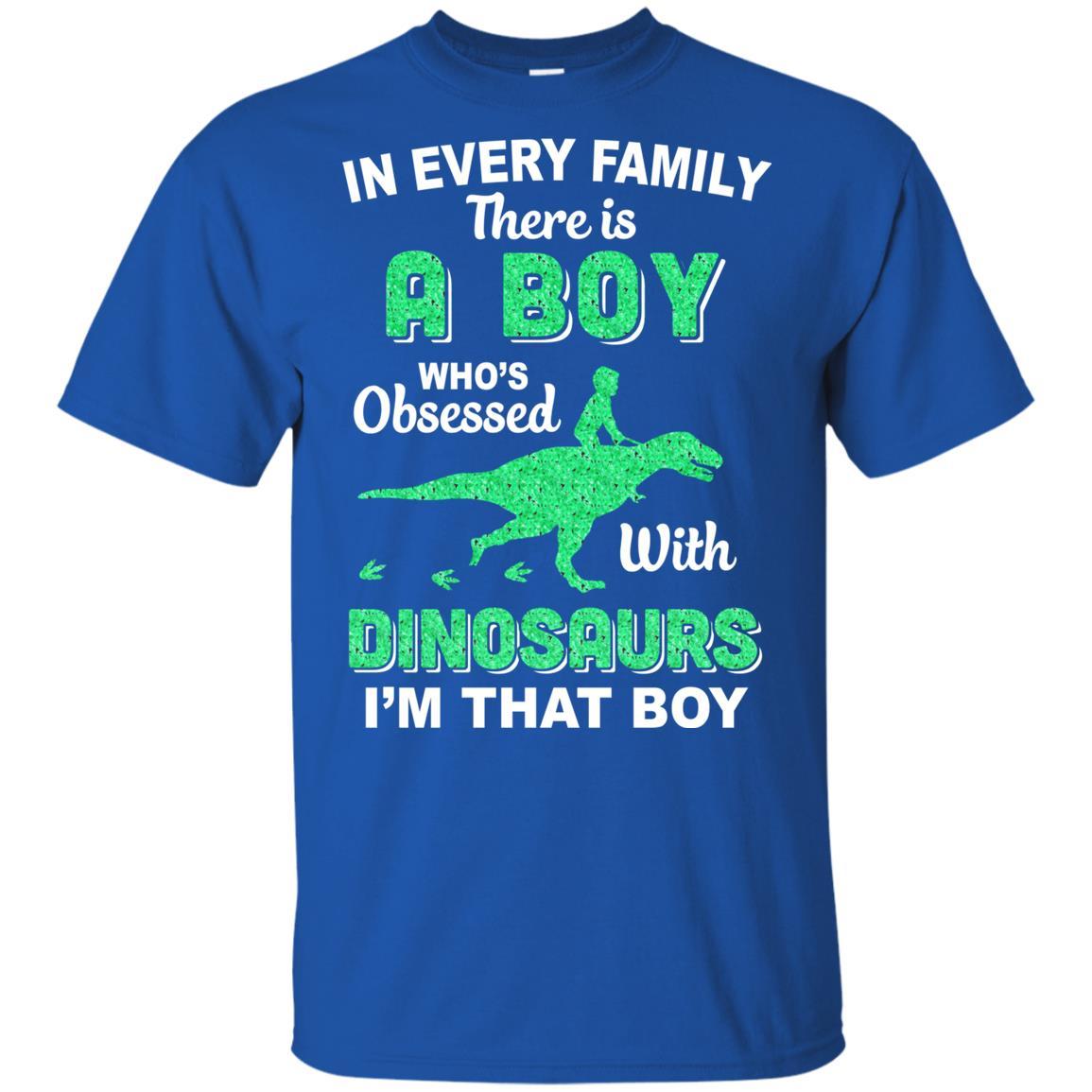 A Boy Who's Obsessed With Dinosaurs I Am That Boy Kids Youth-Youth Shirt-Youth T-Shirt-Royal