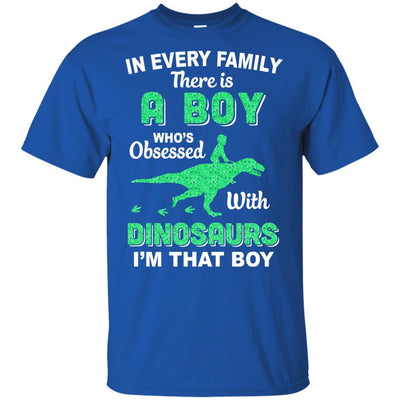 A Boy Who's Obsessed With Dinosaurs I Am That Boy Kids Youth-Youth Shirt-Youth T-Shirt-Royal