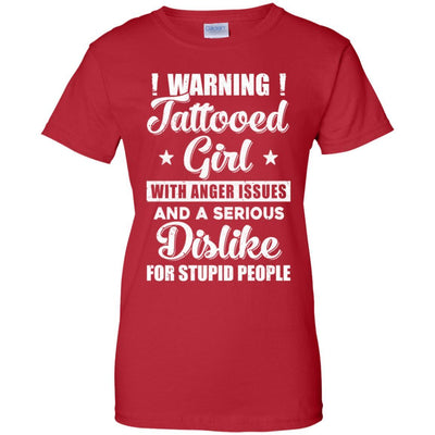 Warning Tattooed Girl With Anger Issues-T-Shirt & Tank Top-Women's T-Shirt-Red