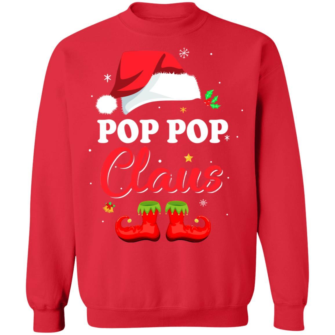 Santa Pop Pop Claus Matching Family Pajamas Christmas Gifts-T-Shirt & Sweatshirt-Crewneck Sweatshirt-Red