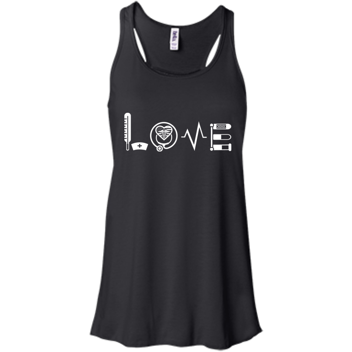 MY LOVE NURSING NURSE-T-Shirt & Hoodie-Women's Flowy Racerback Tank-Black