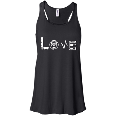 MY LOVE NURSING NURSE-T-Shirt & Hoodie-Women's Flowy Racerback Tank-Black
