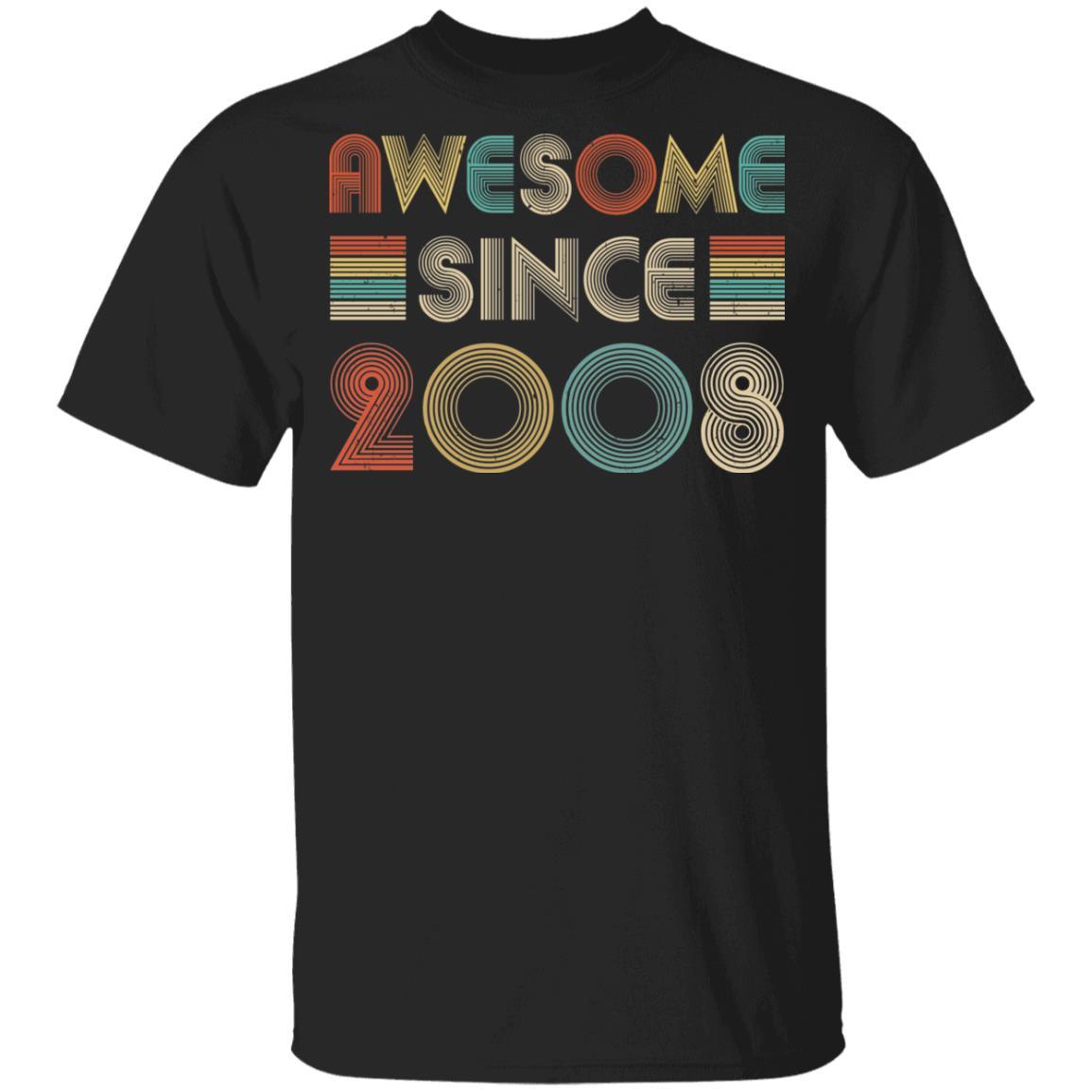 Awesome Since 2008 13th Birthday Gifts Youth-Youth Shirt-Youth T-Shirt-Black