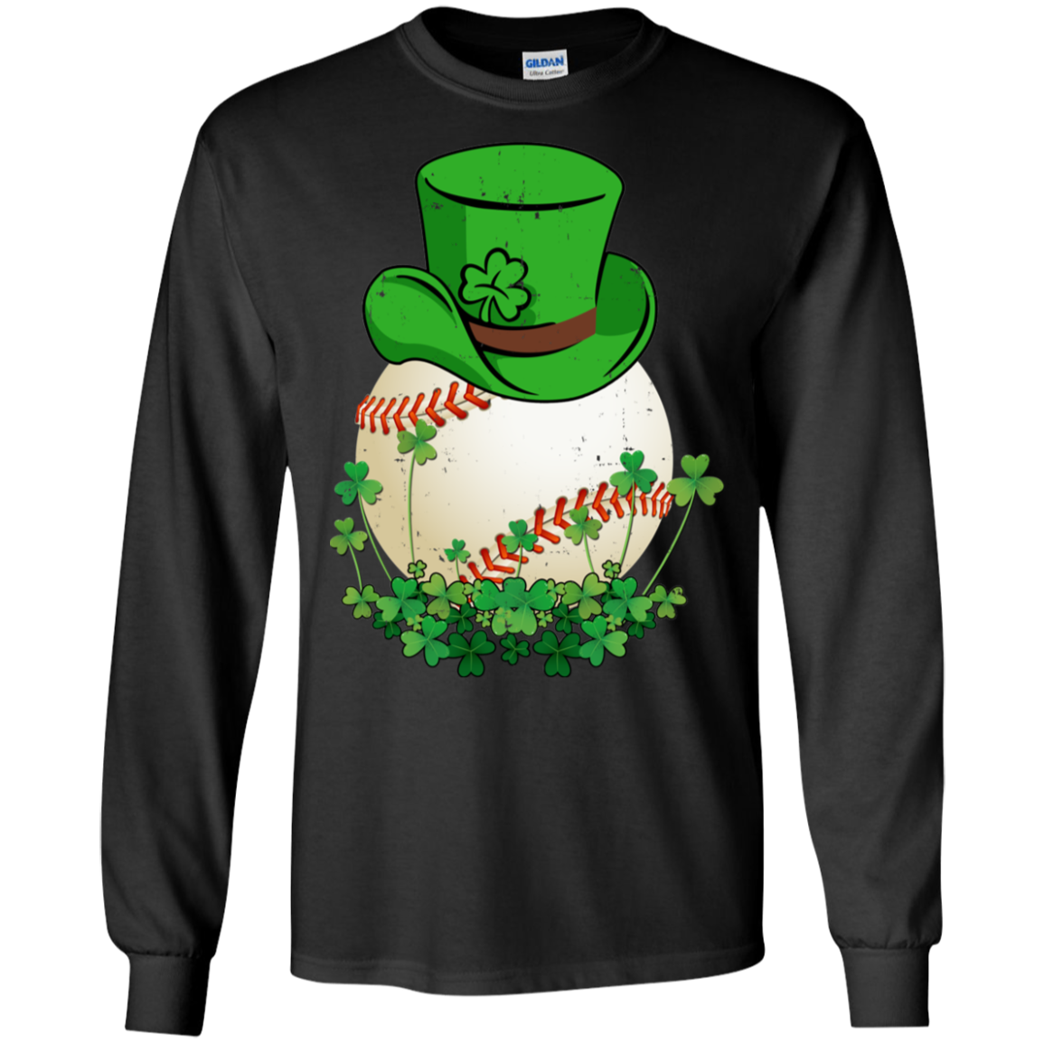 Shamrock Baseball Leprechaun St Patricks Day-T-Shirt & Hoodie-Long Sleeve T-Shirt-Black