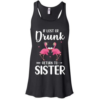 Flamingo If I Lost Or Drunk Please Return To Sister-T-Shirt & Tank Top-Women's Flowy Racerback Tank-Black