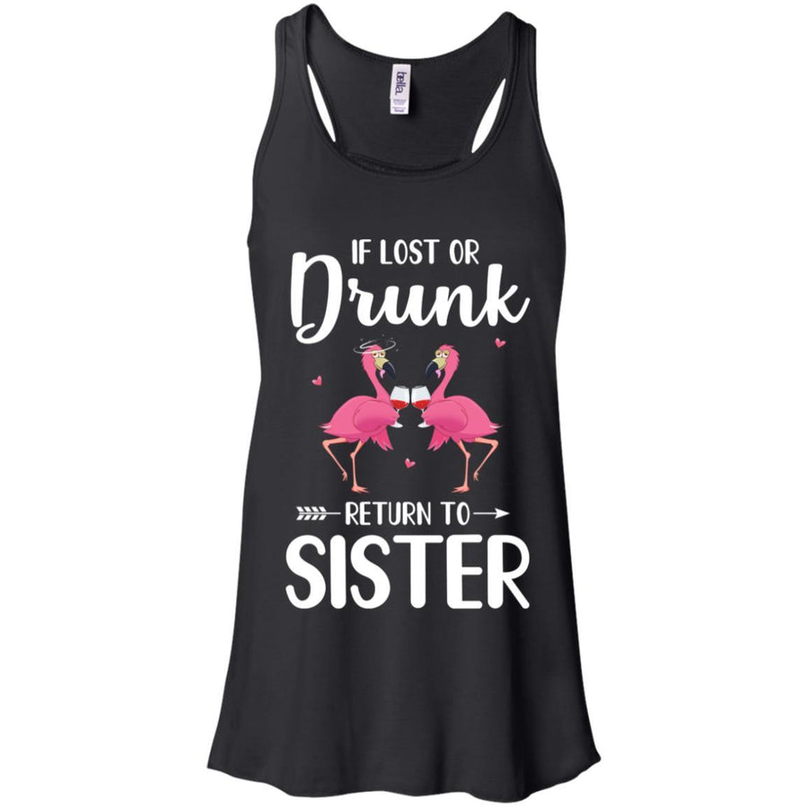 Flamingo If I Lost Or Drunk Please Return To Sister-T-Shirt & Tank Top-Women's Flowy Racerback Tank-Black
