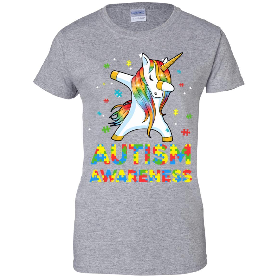 Dabbing Unicorn Puzzle Autism Awareness For Girls-T-Shirt & Hoodie-Women's T-Shirt-Sport Grey