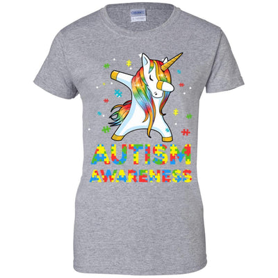Dabbing Unicorn Puzzle Autism Awareness For Girls-T-Shirt & Hoodie-Women's T-Shirt-Sport Grey