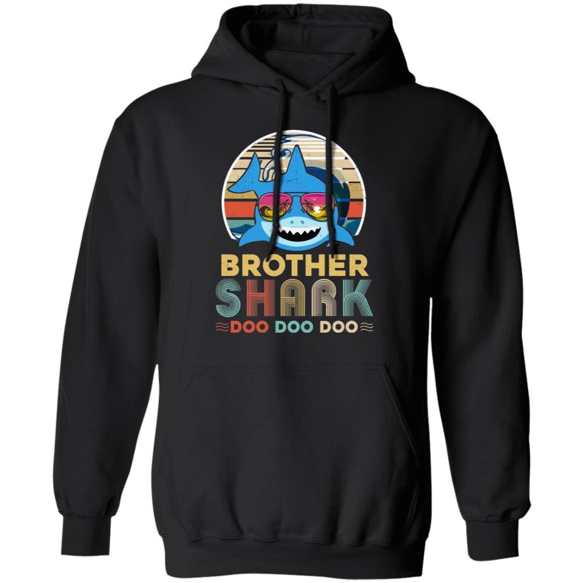 Retro Vintage Brother Shark Doo Doo Doo-T-Shirt & Hoodie-Pullover Hoodie-Black