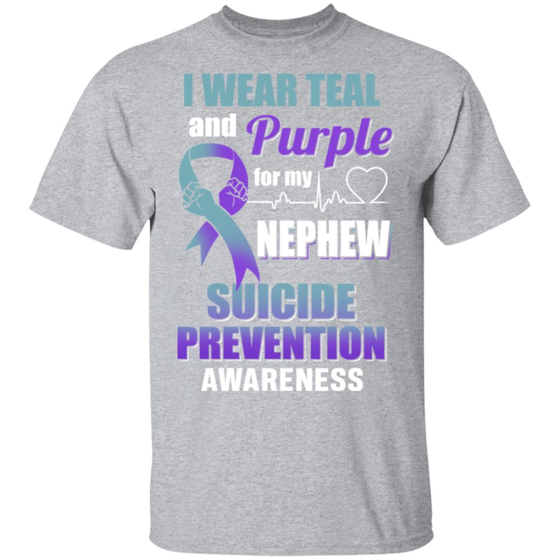 I Wear Teal And Purple For My Nephew Suicide Prevention-T-Shirt & Hoodie-Classic T-Shirt-Sport Grey