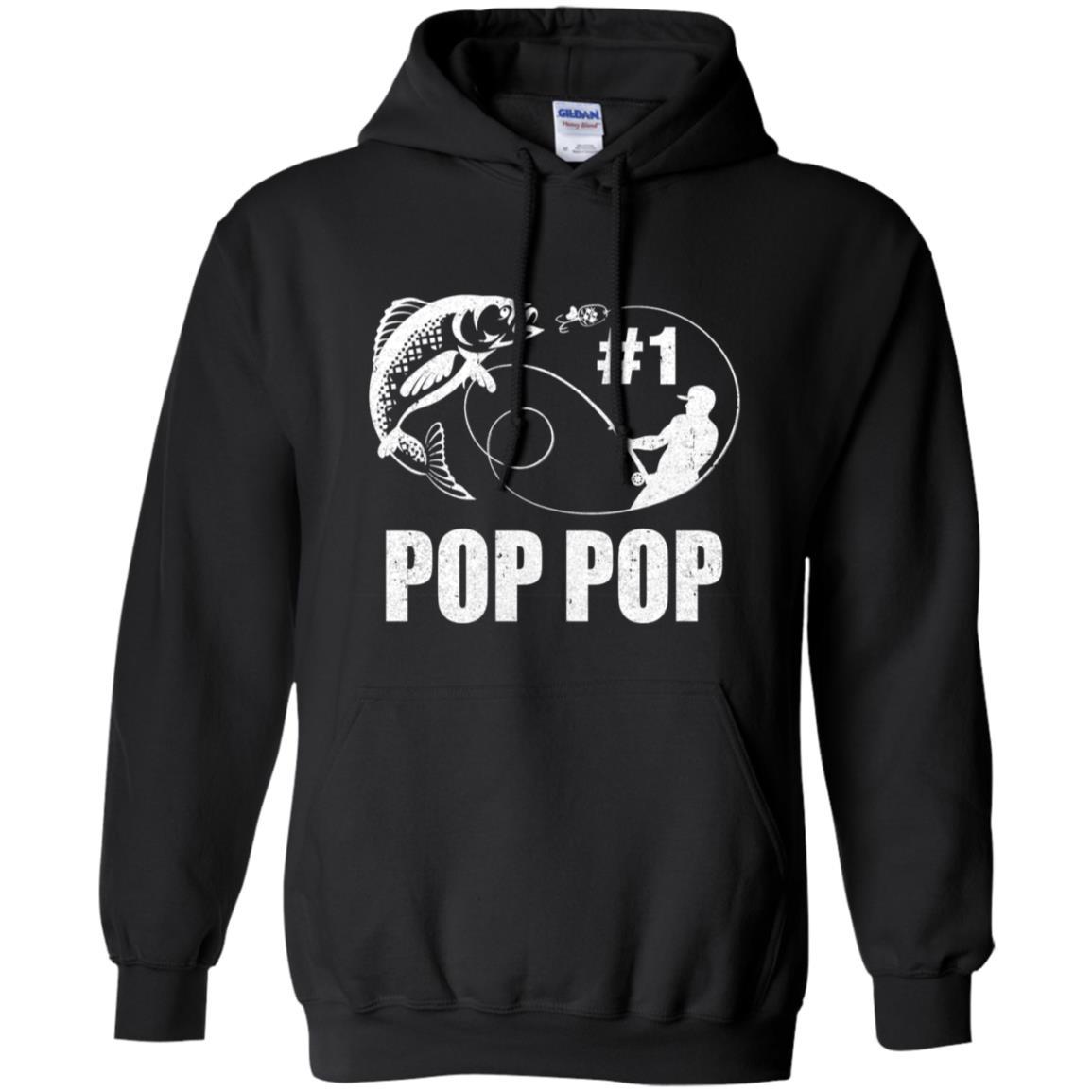#1 Pop Pop Fishing Fisherman Best Fathers Day Gift-T-Shirt & Hoodie-Pullover Hoodie-Black