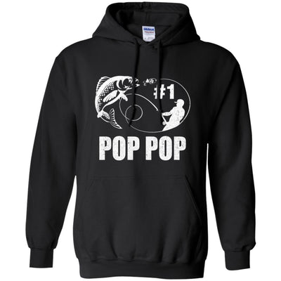 #1 Pop Pop Fishing Fisherman Best Fathers Day Gift-T-Shirt & Hoodie-Pullover Hoodie-Black