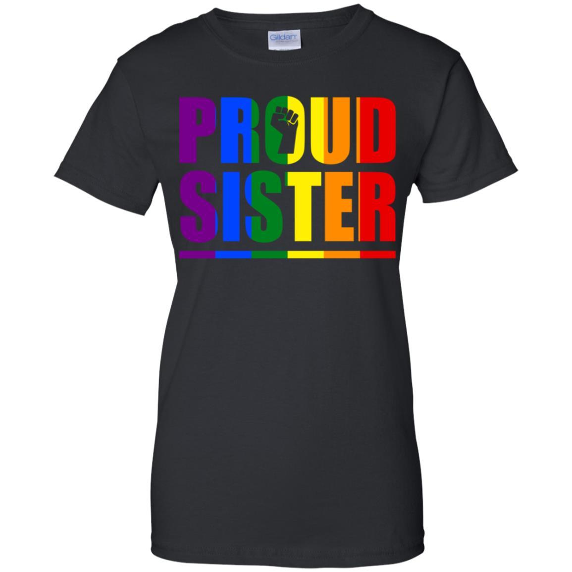 Proud Sister Lesbian Pride Month LGBT-T-Shirt & Hoodie-Women's T-Shirt-Black