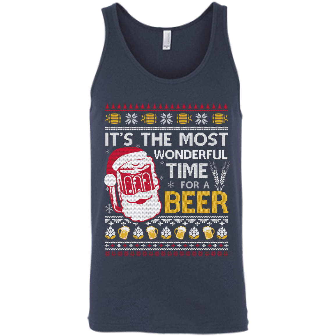 It's The Most Wonderful Time For A Beer Sweater-T-Shirt & Hoodie-Unisex Tank-Navy