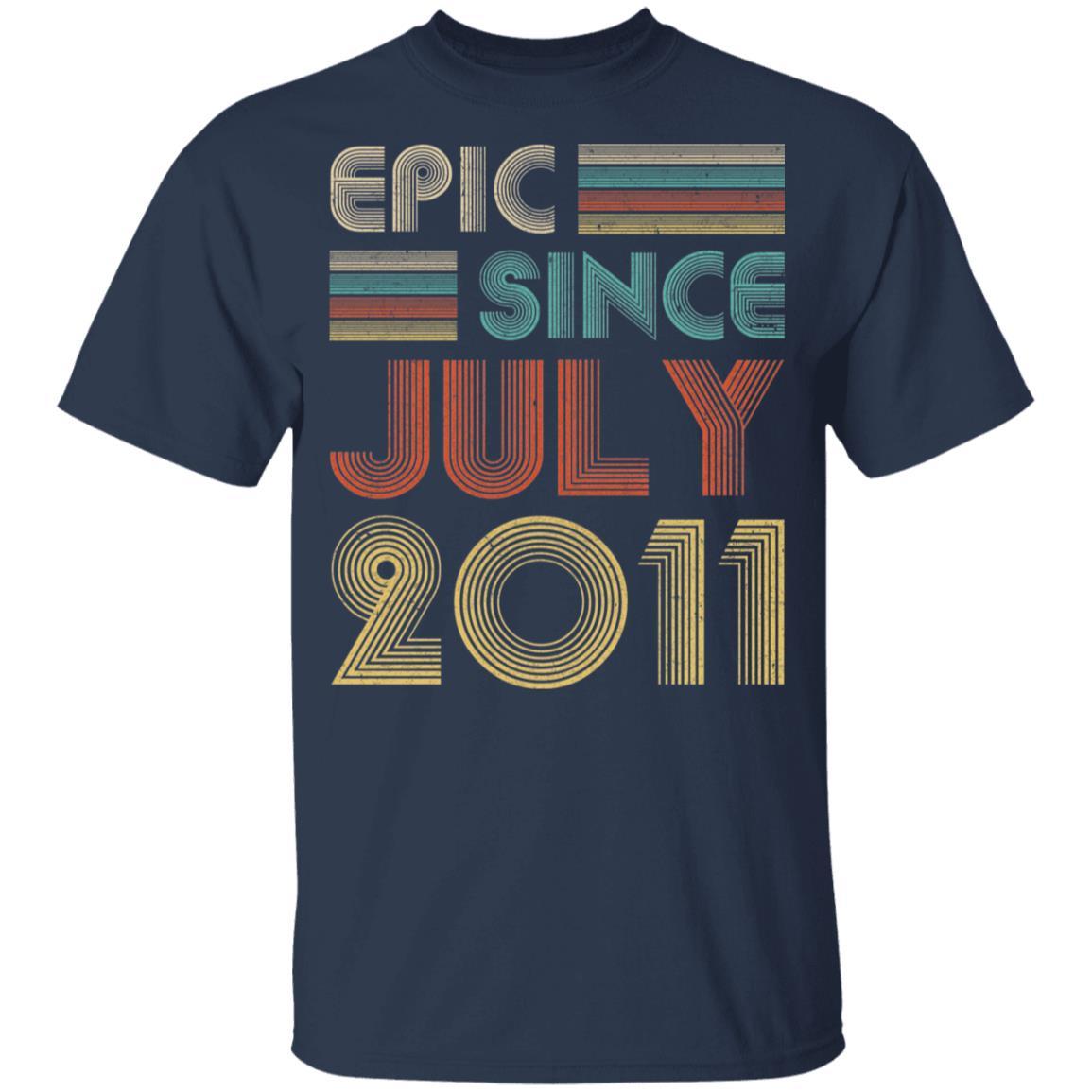 Epic Since July 2011 Vintage 10th Birthday Gifts Youth-Youth Shirt-Youth T-Shirt-Navy