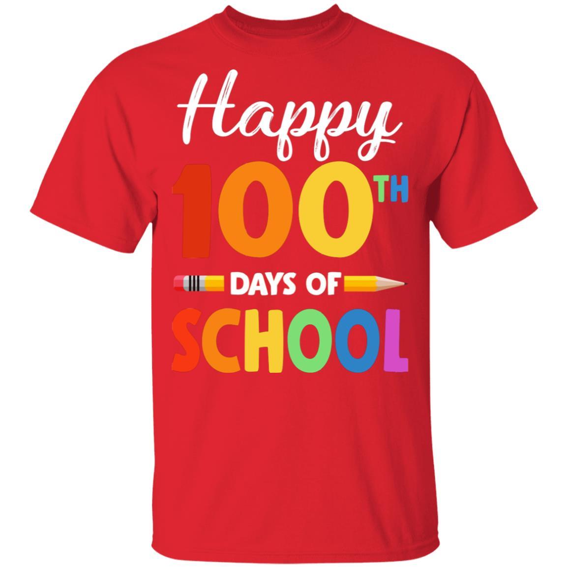 Happy 100th Day of School Teacher or Student Gift Youth-Youth Shirt-Youth T-Shirt-Red