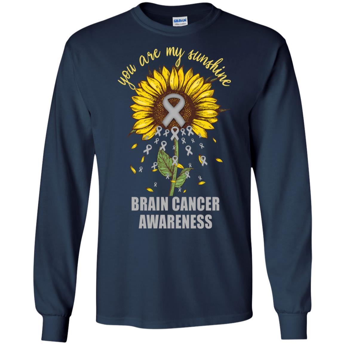 You Are My Sunshine Brain Cancer Awareness-T-Shirt & Hoodie-Long Sleeve T-Shirt-Navy