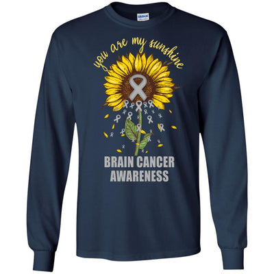 You Are My Sunshine Brain Cancer Awareness-T-Shirt & Hoodie-Long Sleeve T-Shirt-Navy