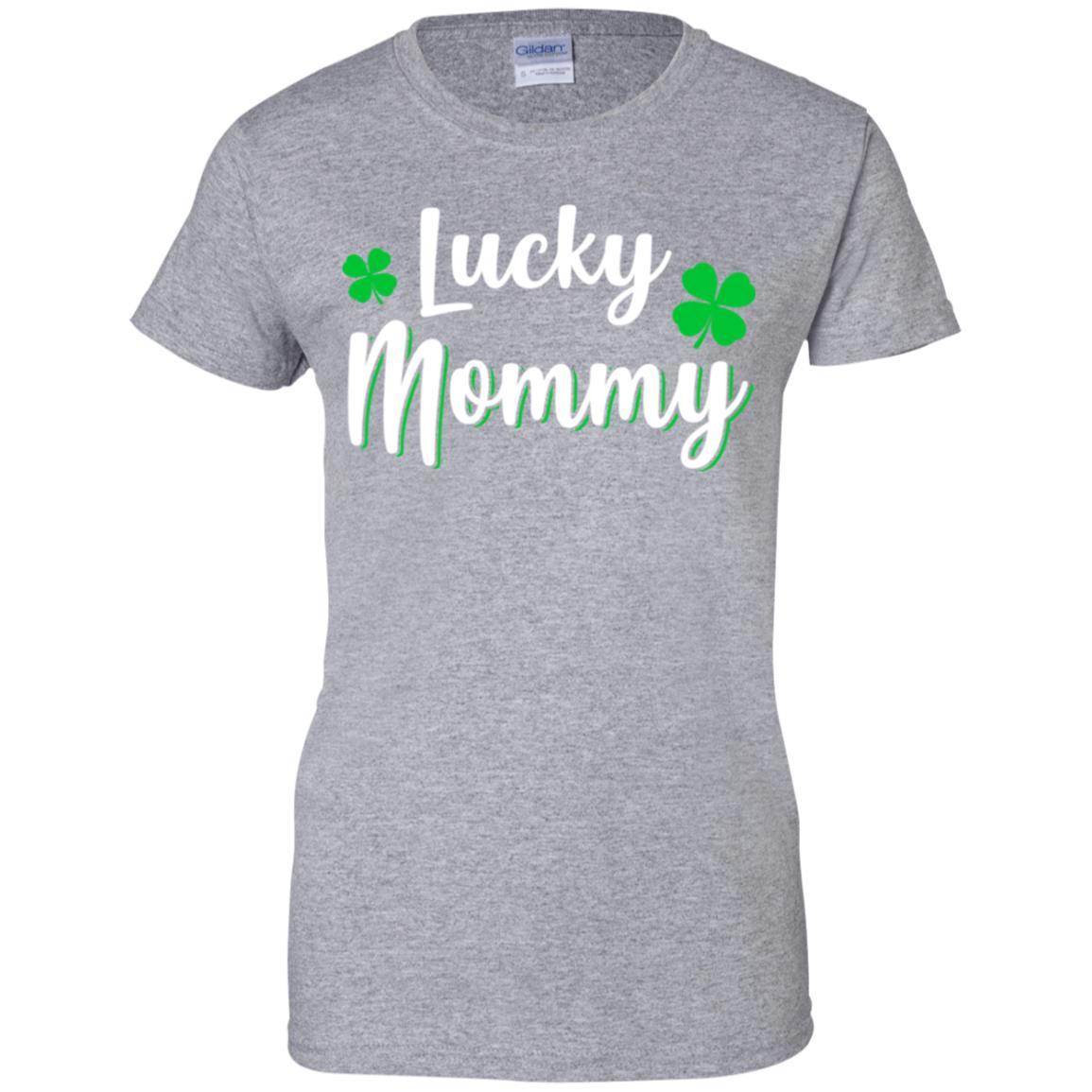 Luckiest Lucky Mommy St Patricks Day-T-Shirt & Hoodie-Women's T-Shirt-Sport Grey