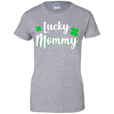 Luckiest Lucky Mommy St Patricks Day-T-Shirt & Hoodie-Women's T-Shirt-Sport Grey