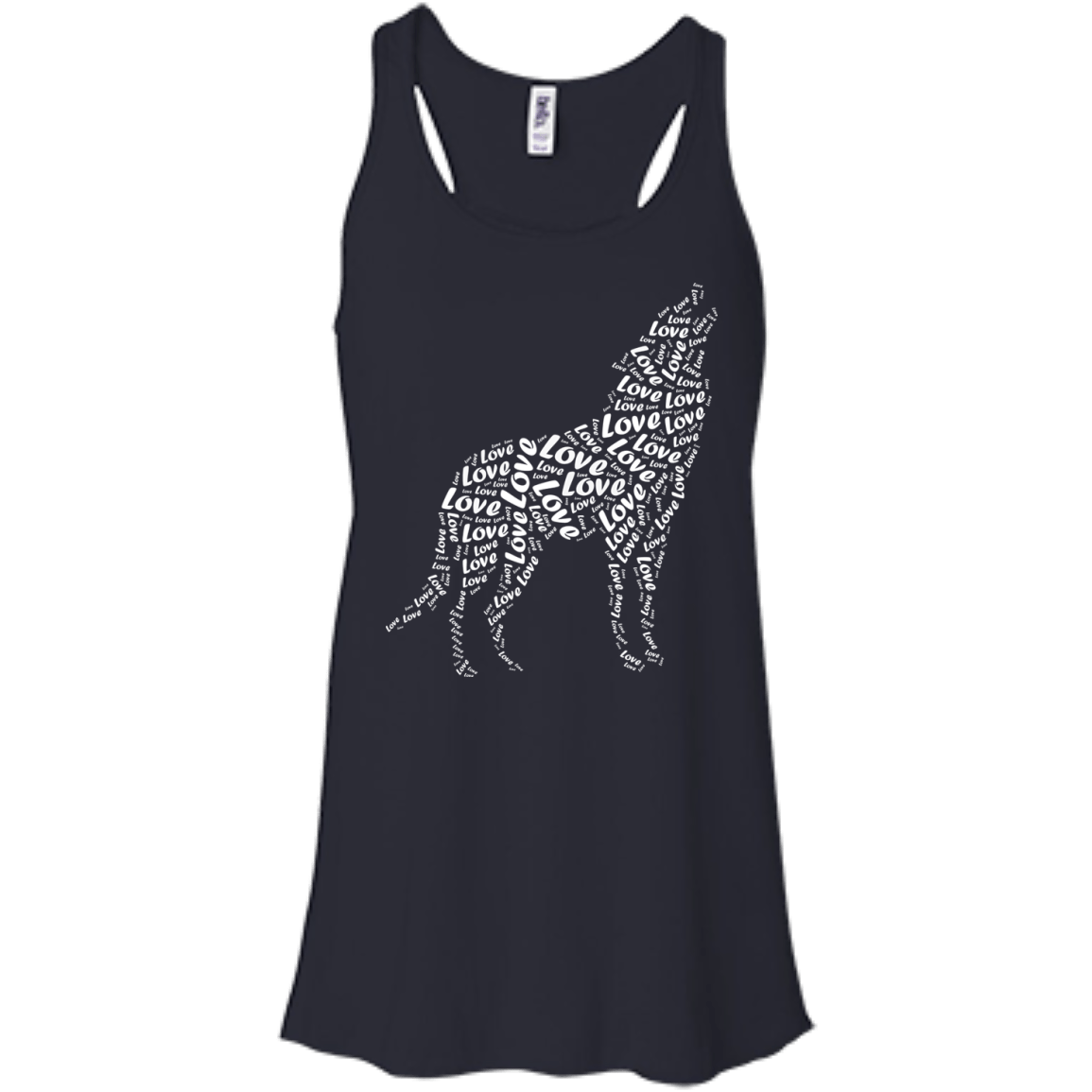 I Love Wolf-T-Shirt & Hoodie-Women's Flowy Racerback Tank-Midnight
