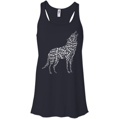 I Love Wolf-T-Shirt & Hoodie-Women's Flowy Racerback Tank-Midnight