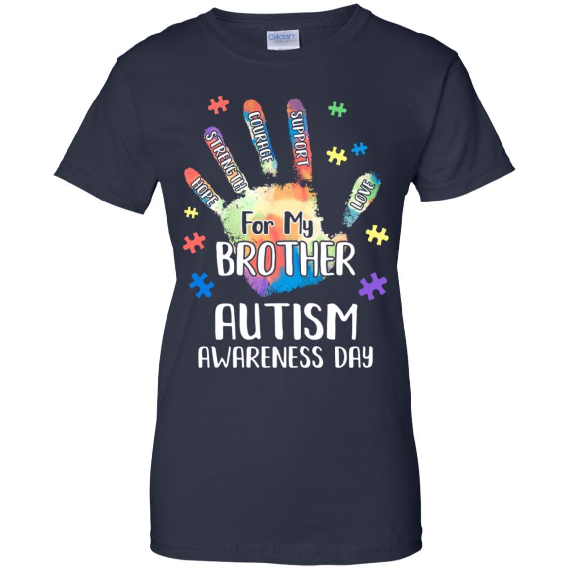 Support Autism Awareness For My Brother Puzzle Gift-T-Shirt & Hoodie-Women's T-Shirt-Navy