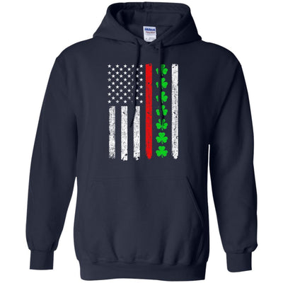 Thin Red Line Shamrock Irish St Patricks Day Fireman-T-Shirt & Hoodie-Pullover Hoodie-Navy