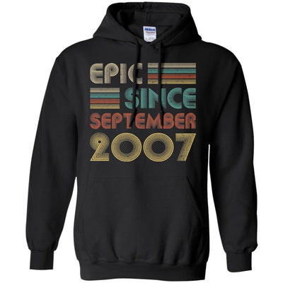 Epic Since September 2007 14th Birthday Gift 14 Yrs Old-T-Shirt & Hoodie-Pullover Hoodie-Black