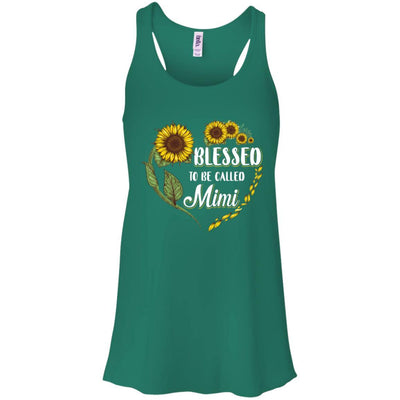 Blessed To Be Called Mimi Sunflower Mothers Day Gift-T-Shirt & Tank Top-Women's Flowy Racerback Tank-Kelly Green