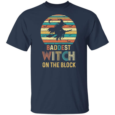 Baddest Witch On The Block Vintage Funny Halloween Gift-T-Shirt & Hoodie-Classic T-Shirt-Navy