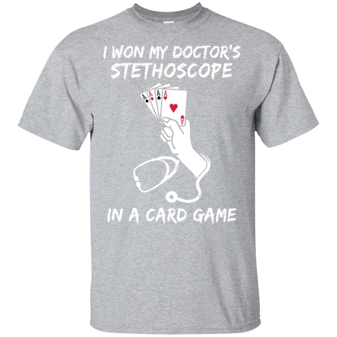 I Won My Doctor's Stethoscope Card Game Nurses Playing Cards-T-Shirt & Hoodie-Classic T-Shirt-Sport Grey