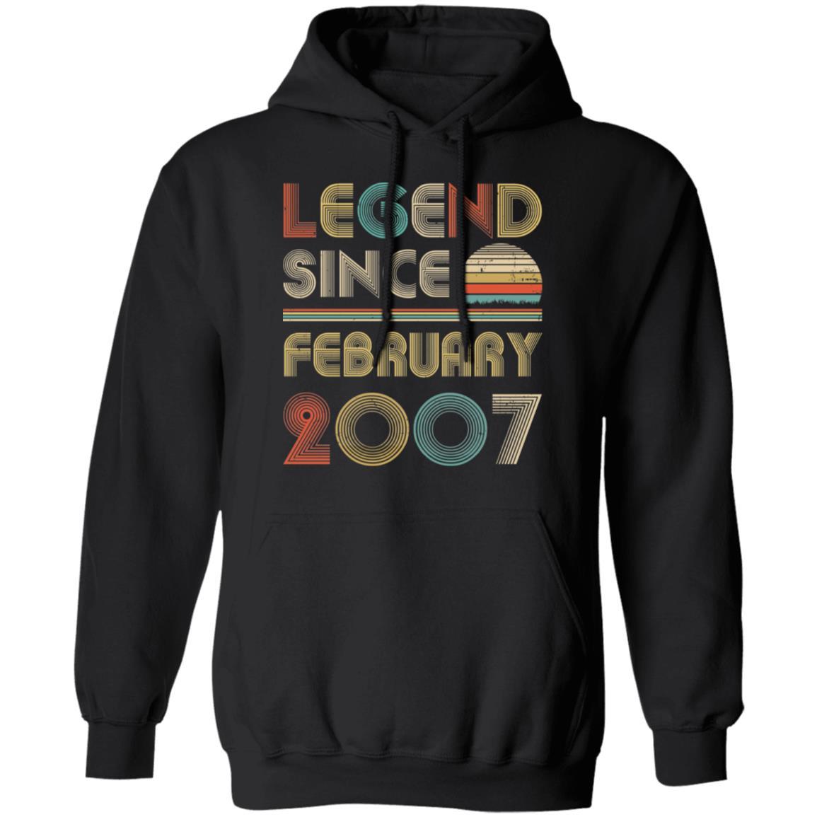 Legend Since February 2007 Vintage 14th Birthday Gifts-T-Shirt & Hoodie-Pullover Hoodie-Black